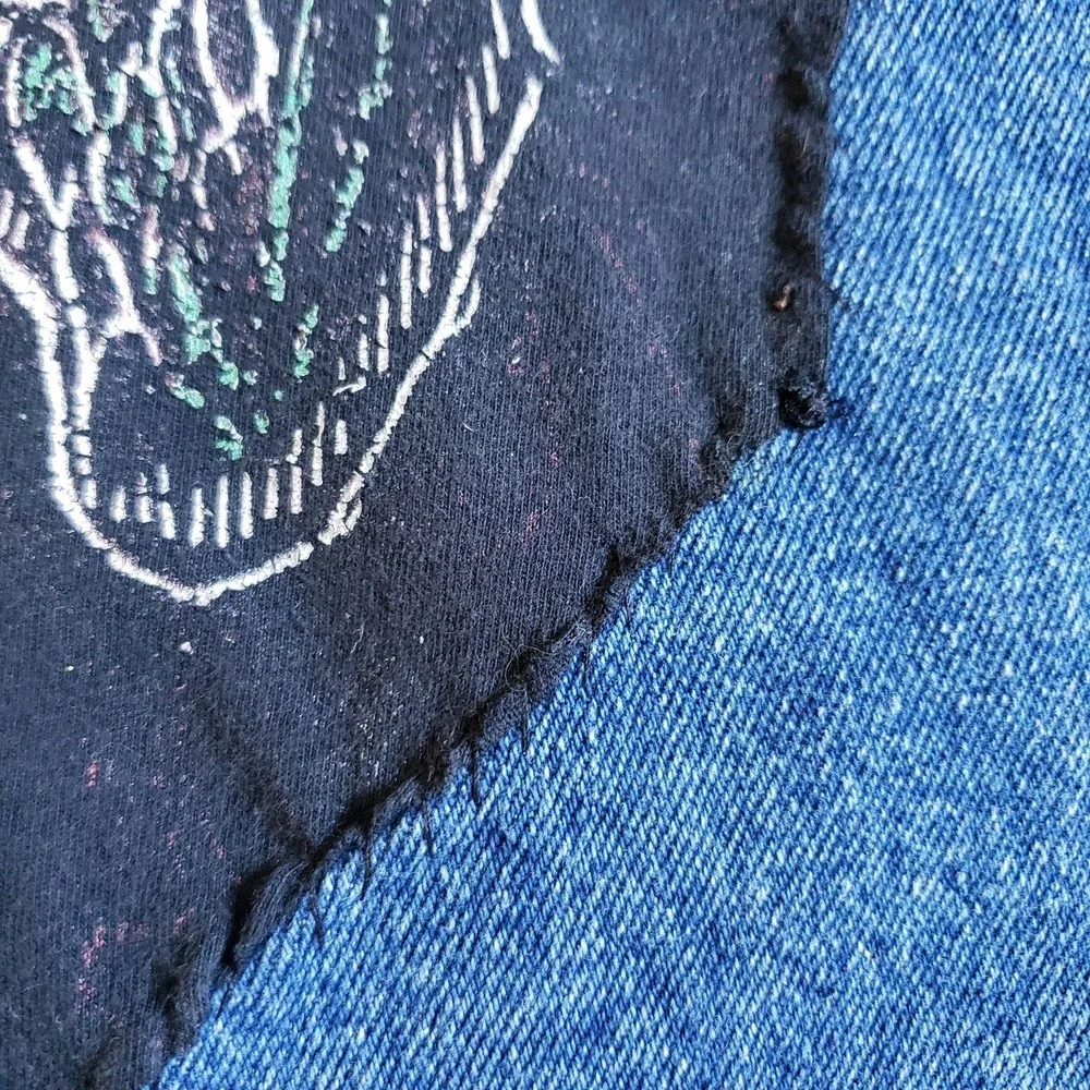 Vintage Marlboro Country Store Vest Mens M Blue Denim Biker Lamb Of God Patch